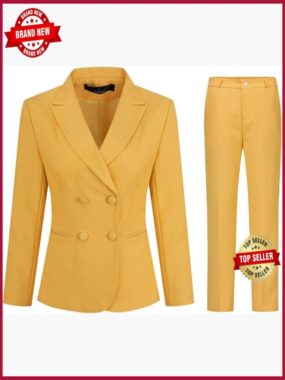 Women's Double Breasted 2 Piece Business Suit Set Blazer Pantsuit
